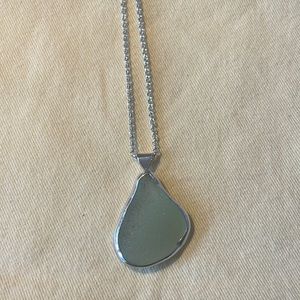 Seaglass pendant set in silver with 22" chain